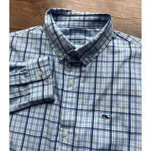 Vineyard Vines Boys Plaid Button Down Long Sleeve Shirt Blue XL (18)